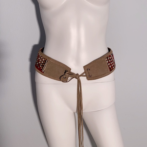 Anthropologie New Howsty Handcrafted Boho Kilim Suede Belt main image 8
